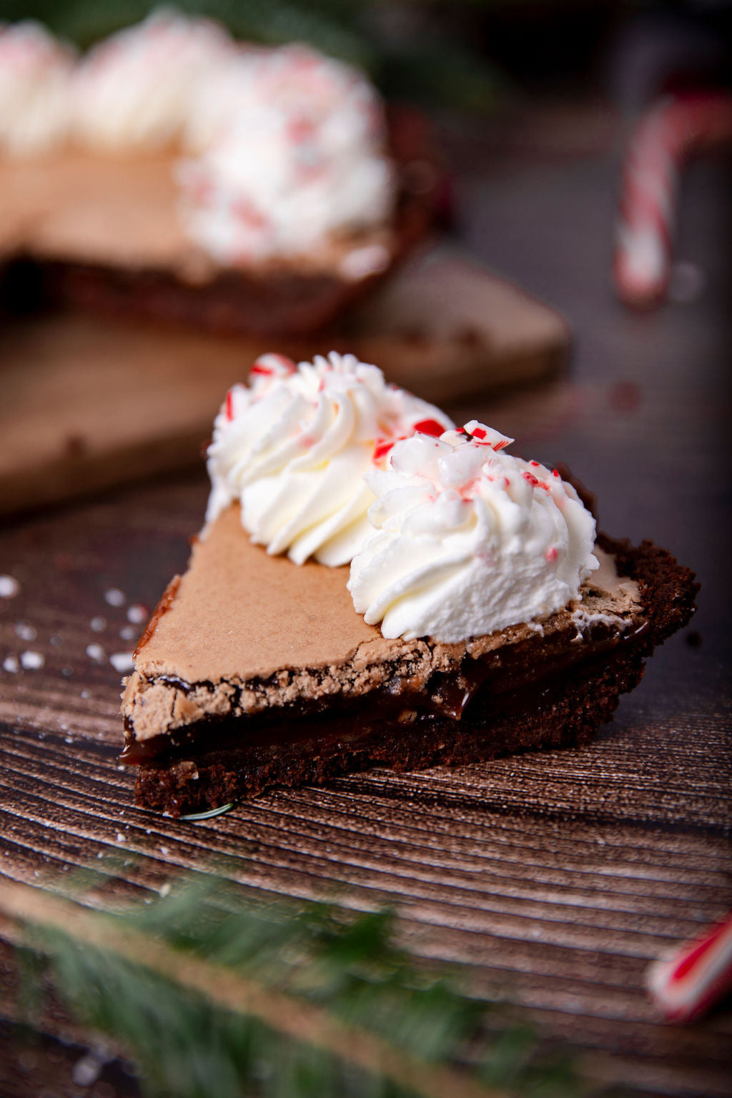 Candy Cane Chocolate Chess with Chocolate Graham Cracker Crust